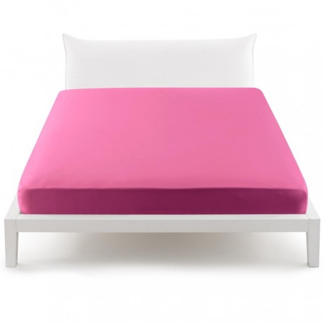Bassetti's In Tinta Percale Fitted Sheet With Perfetto® Releaseable Elastic Corners Raspberry Pink V1818