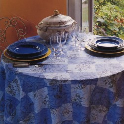 Tablecloth Bassetti Gabardine Tavola Più Stain-Resistant Strowberries Flowers V1