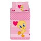 Complete Bedcover Sheet Set Bassetti Kids Tweety Play Time Pink V1