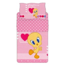 Complete Bedcover Sheet Set Bassetti Kids Tweety Play Time Pink V1