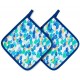 Kitchen Set Blue Oven Glove Potholders And Dish Towels Contrast